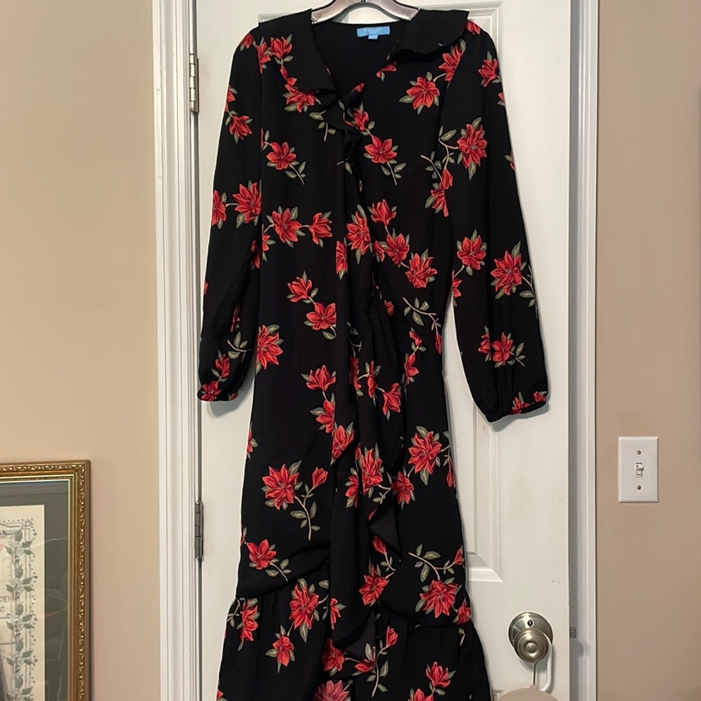 Draper James Black and Red Floral Dress
